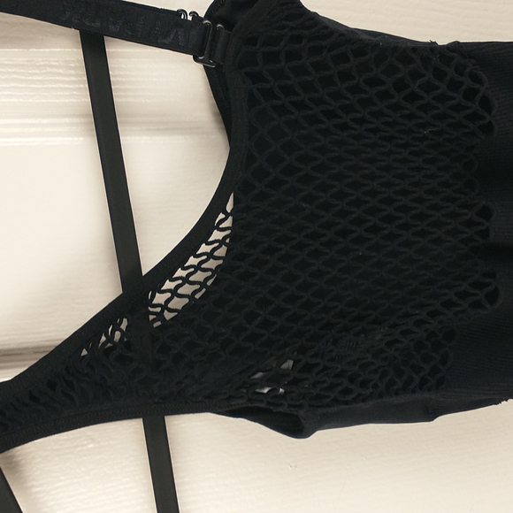 IVY PARK Womens Black Fishnet Convertible One Shoulder Bodysuit Small Medium - Picture 7 of 11